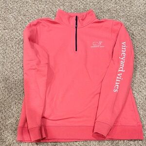 Vineyard Vines Coral Quarter-Zip Pullover
